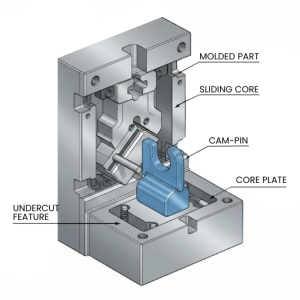 MOLD HIGHLIGHTING FEATURES INCLUDING MOLDING UNDERCUTS
